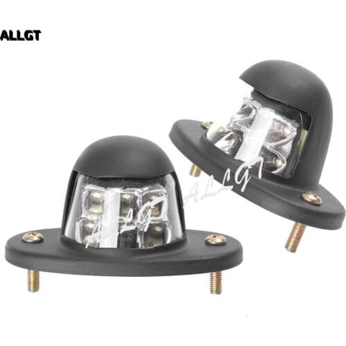 2PCS 6-LED Light License Plate Door Bed Light White lamp Black Housing Universal