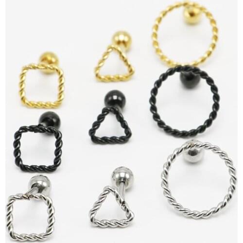 2pieces fashion titanium unisex ear studs earrings plug earings pendients 316L stainless steel anti-allergic jewelry men women