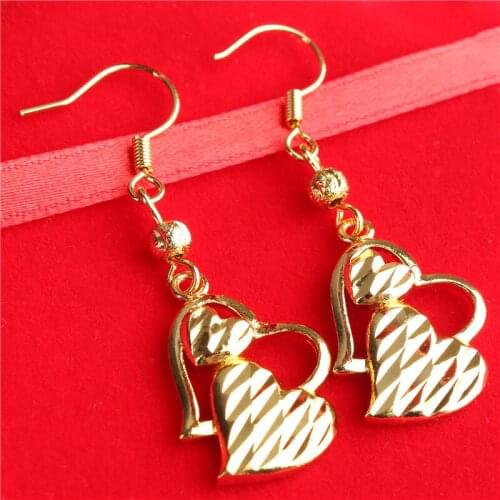 24K Gold Yellow Color Flower Dangle Earring Dubai Ear Line Tassel Earrings For Women New Fashion Female Wedding Jewelry Gifts