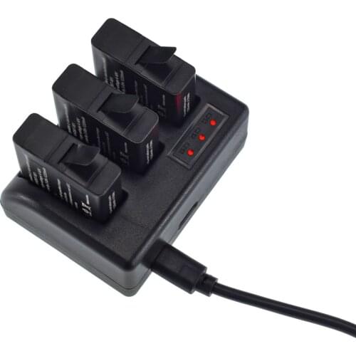 3Pcs AHDBT-801 Battery + USB Charger for GoPro HERO 8 7 6 5 Black / HERO 2018 Action Camera Replace AABAT-001 AJBAT-001