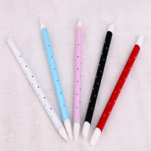 5 Pcs/Set Dual-ended 2 Ways Silicone Nail Art Sculpture Pen 3D Carving DIY Glitter Powder Liquid Manicure Dotting Brush