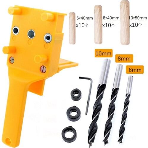 6/8/10mm Woodworking Pocket Hole Jig Locator Drill Bits Kits Angle Drill Guide Straight Hole Drilling Puncher Carpentry Tool Set
