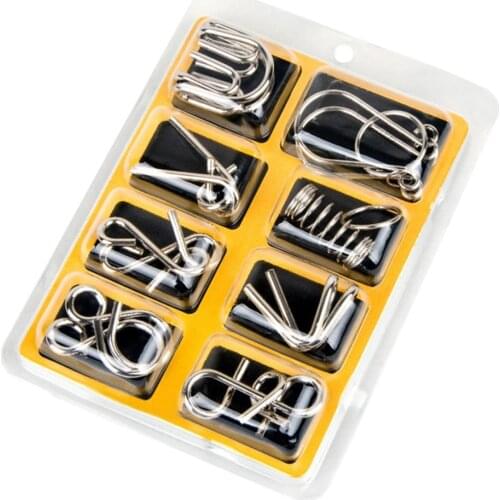 8 Sets/Pack Metal Crafts Educational Puzzles Toys Chinese Ring Puzzle IQ Brain Teaser Test Toy Gifts For Kids Children Adult