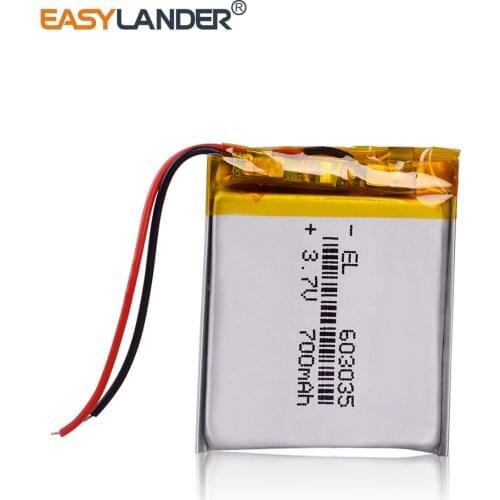 Rechargeable Polymer battery 700 mah 3.7V 603035 smart home Li-ion battery for BT headphones registrar recorder