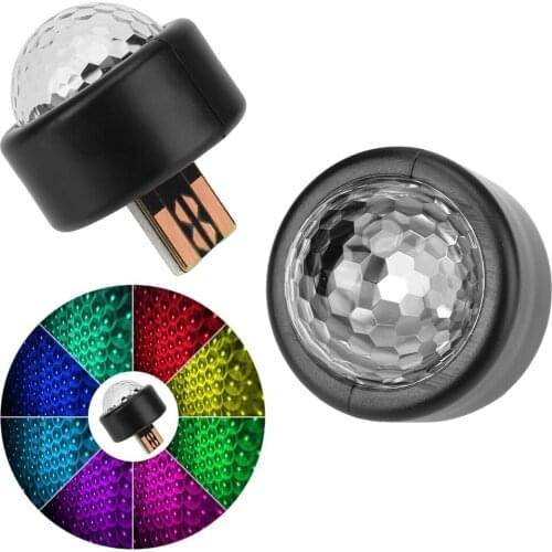 Car Ambient Light Mini USB Atmosphere Lamp Auto Colorful Decorative Lamp Car Roof Star Light LED RGB Interior Lamp