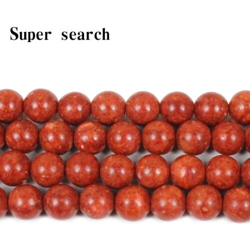 Natural Red Grass Coral Beads Round Loose Spacer Bead For Jewelry Making Diy Bracelet Accessories 6 8 10 12 mm 15”Strand/Inch