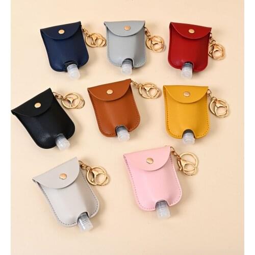 Hand Sanitizer key chain Mini Disinfectant Hands Portable Hydroalcoholic Case Bottle Hand Sanitizer Leather Case Health Keychain