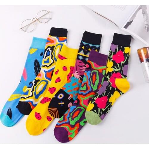 Long Socks Art Happy Socks Printed Cotton Hip-hop Fashion Street Clothing Personality Popular in Europe and America