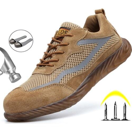 Breathable Safety Shoes Men Work Safety Boots Puncture-Proof Mens Boots Indestructible Shoes Steel Toe Work Shoes Sneakers Men