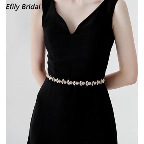 Efily Bridal Rhinestone Belts for Women Wedding Accessories Crystal Fashion Prom Dress Belt Strass Bride Sash Bridesmaid Gift