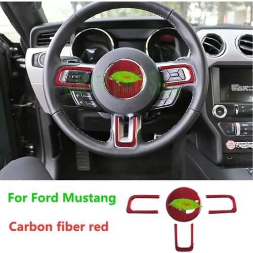 Carbon Fiber Steering Wheel Emblem for Ford Mustang Car Stickers Car-Styling 2015 2016 2017 2018 2019 Auto Accessories