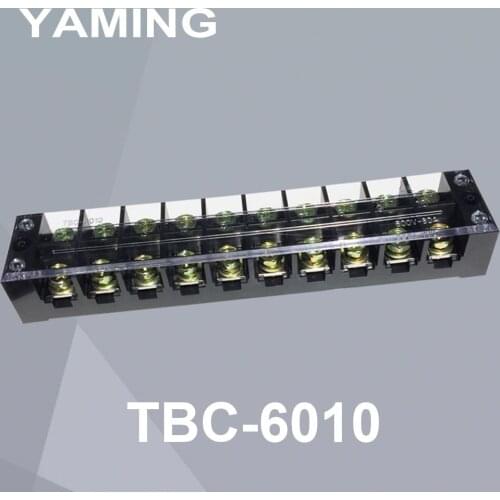 TBC-6010 Electric Current 60A 600V Fixed Type Connection Terminal Block Dual Row Connector with Plate terminator 10P