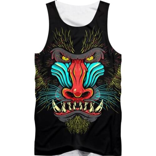 IFPD EU Size Animal Black Tank Top 3D Printed Orangutan Plus Size Vest Monkey Funny Sleeveless Casual Fitness Shirt Dropshipping