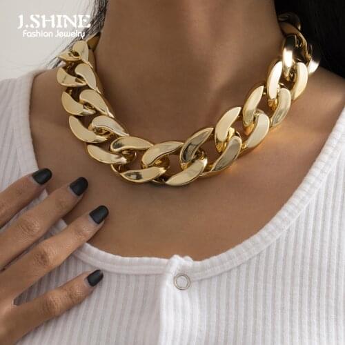 JShine Exaggerated Acrylic Thick Chain Statement Necklaces Women Hip Hop Twist Chunky Big CCB Link Choker Gothic Punk Jewelry