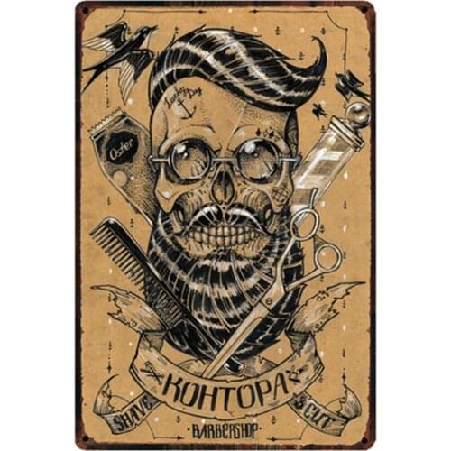[ Kelly66 ] True Gents Barber Shop Metal Sign Tin Poster Home Decor Bar Wall Art Painting 20*30 CM Size y-1696