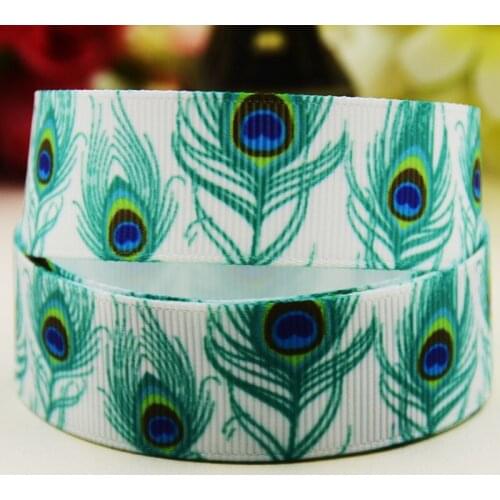 22mm 25mm 38mm 75mm feather cartoon printed Grosgrain Ribbon party decoration 10 Yards X-03703