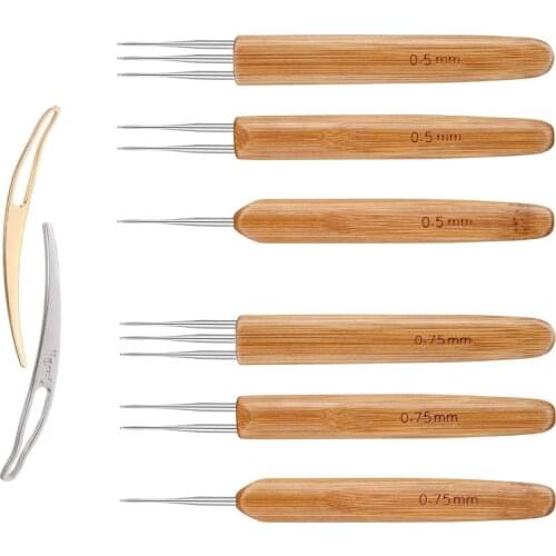 Crochet Hook For Dreadlocks Wig Needle 1/2/3 Hook Needle Hair Extension Tool Braider 0.5Mm/0.75Mm Bamboo Needle Holder New 2020
