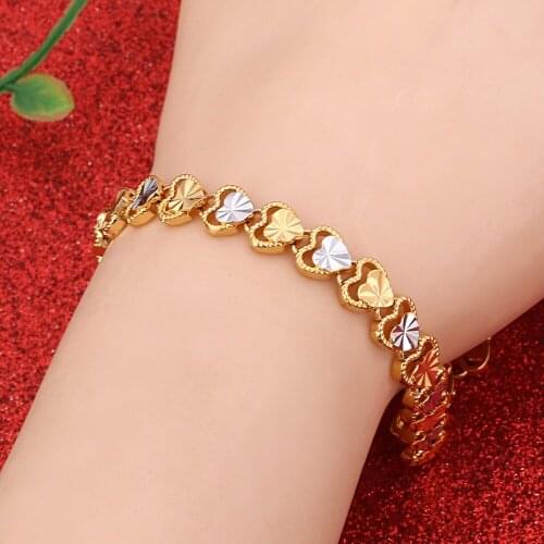 Fashion Love Heart Metal Gold Color Bracelets For Women Bracelets & Bangles Best Gift Party Wedding Jewelry Wholesale