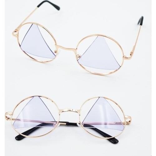 Fashion Women Multi-Color Triangle Sunglasses Golden Round Frame Glasses Shades Hippy Lovely Fashion New Sunglasses 030-263