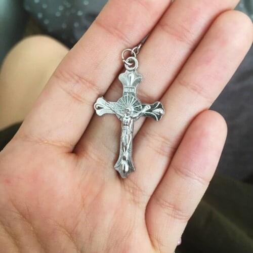 Catholic Love Rosary Prayer Necklace Mary Blessing Cross Pendant Necklaces Heart Shaped Beads Long Chain Men Women FashionX3UC