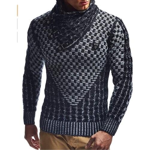 Sweater Mens Warm Hedging Turtleneck Pullover pull Man Casual Knitwear Slim Winter Male jersey