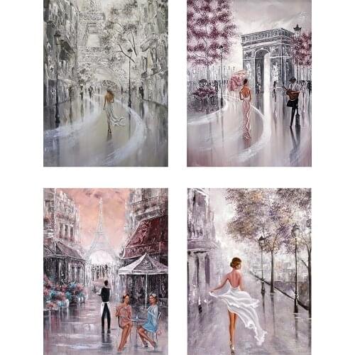 DIY 5D Mosaic Full Drill Round Shape Diamond Oil Painting Street Resin Painting Kit Rhinestone Drawing Home Art Craft Bedroom De