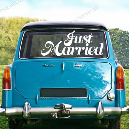 Just Married Decal Warm Wedding Room Decoration for Car Window Waterproof Wedding Decor Stickers Rustic all Decals DIY Q22