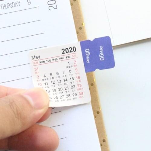 Domikee cute 2019-2020 year calendar monthly time index label flag sticker for journal planner diary notebook stationery 2 sheet