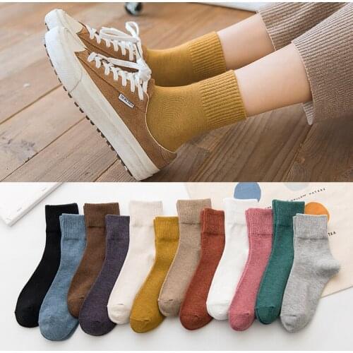 Woman Socks Cotton Skarpetki Damskie Solid Color Short Socks Christmas Calcetines De La Mujer Warm Socks Funny Chaussette Femme
