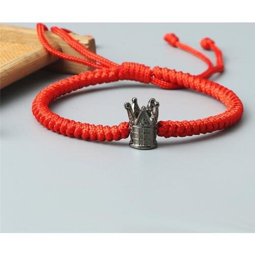 New Charm Woven Bracelet Handmade Knots Red Black Rope Lucky Gold Crown Friendship Bracelets&Bangles for Women Man Jewelry Gifts