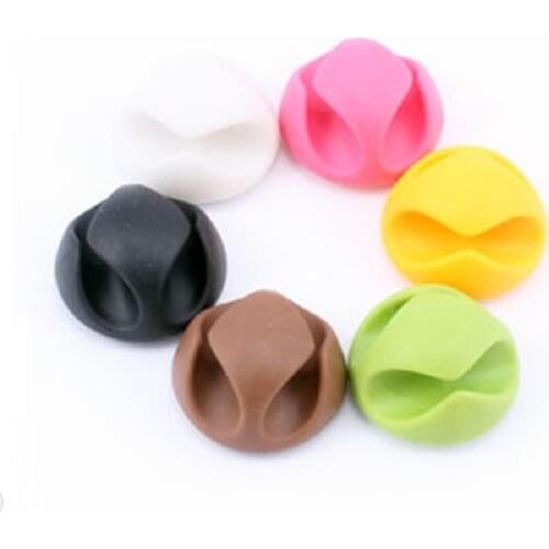 USB Cable Organizer Wire Winder Earphone Holder Cord Clip Office Desktop Phone Cables Silicone Tie Fixer Wire Management