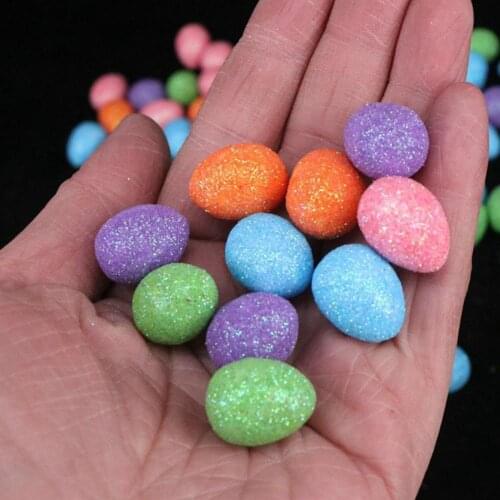 92Pcs/Set Easter Egg Lovely Cartoon Plastic Glitter Easter Foam Egg for Celebration DIY Easter Ornament Craft Decor Supplies