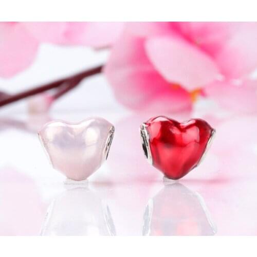 Authentic 925 Sterling Silver Beads New Deep Colored Glass Love Beads Fit Original Pandora Bracelet For Women Diy Jewelry