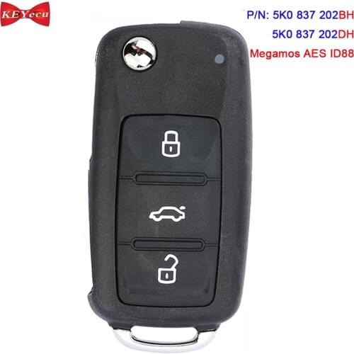 KEYECU for Volkswagen Beetle Caddy Caravelle Jetta Polo Sharan Scirocco Tiguan Transporter Remote Fob 5K0837202BH 5K0837202DH