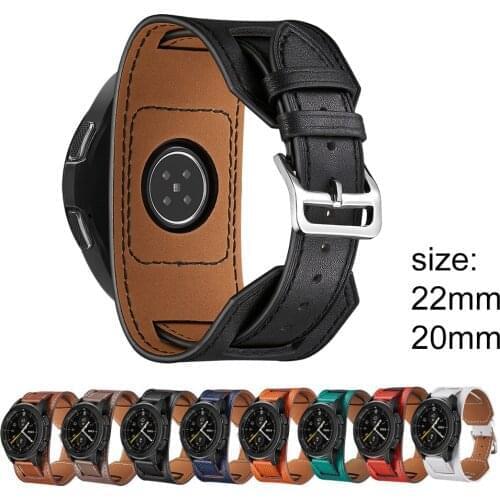 22mm Genuine Leather watch Band For Samsung Galaxy Watch 46mm 42 strap Gear S3 Cuff Bracelet Replacement amazfit 2/3 Wristband20