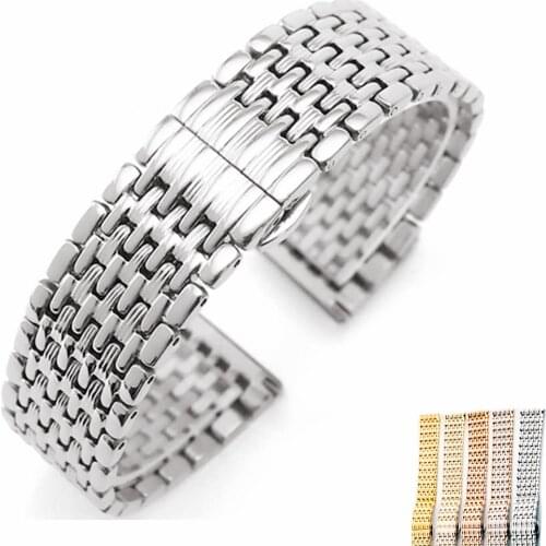 12 14 16 18 20 22mm watch strap band steel belt ultra thin watchband accessories solid stainless steel Folding buckle clasp