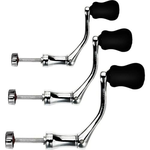 Spinning Reel Handle Metal Fishing Spinning Reel Crank Handle Replacement Part with Plastic Rotatable Grip Knob