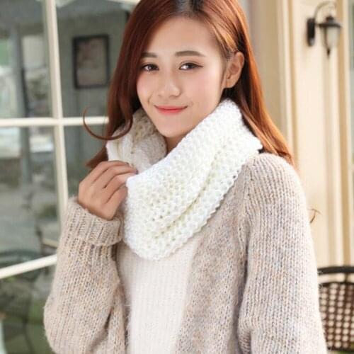 Women Warm Winter Wool Scarf Knitted Scarf Fashion Solid Color Snood Neck Collar Ski Neck Wrap Neckerchief Accessories Fashion