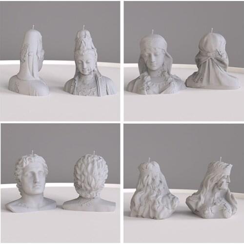 Silica gel mold series candle portrait Buddha home decoration accessories creative DIY candle concrete gypsum silica gel mold