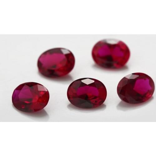 50PCS 3x5~10x12mm Oval Shape Loose Corundum Dark Red Color AAAAA Synthetic stone For Jewelry DIY Gems Stone 8