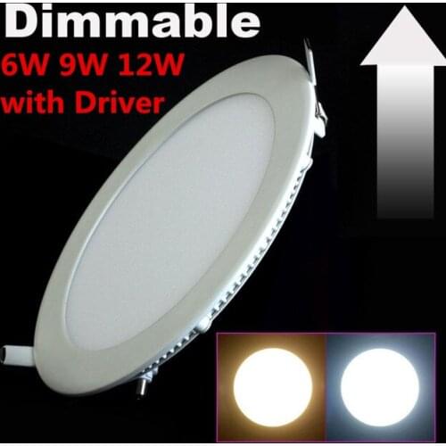 20pcs LED Ceiling Panel Light Dimmable 3W 4W 6W 9W 12W 15W 25W High brightness LED Downlight with adapter AC85-265V indoor Light