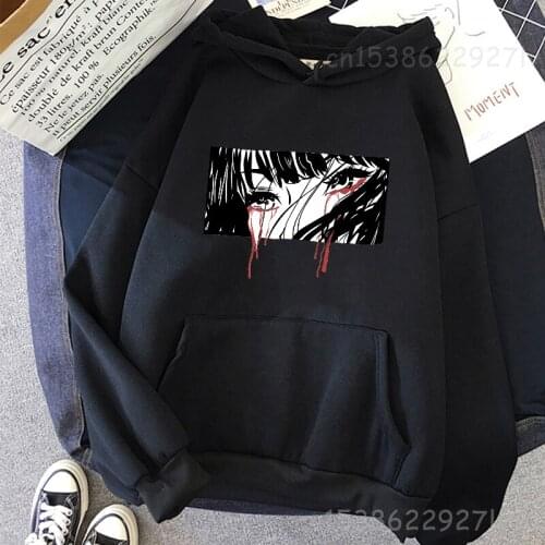 Women Hoodie Are You Afraid Of The Dark Hooded Sweatshirt Harajuku Japanese Fun Anime Print Casual Oversize Loose Dark Hoodie
