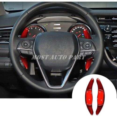 Carbon Fiber Paddle Paddle Shift Steering Wheel Shifter Extension For Toyota Camry Corolla 2018-2021RAV4 2019-2021 Red/Black