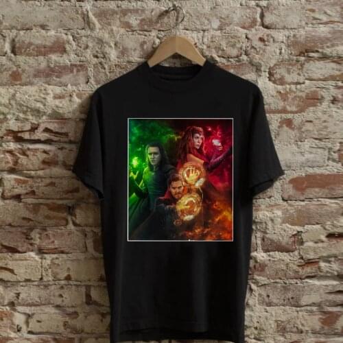 Vintage Loki Wanda Maximoff and Doctor Strange Graphic Tee Cool Witch Shirt Unisex God of Mischief Superhero Tees Gift for Fans