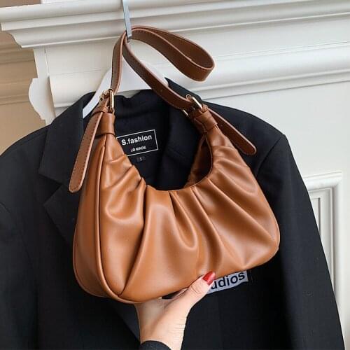 Vintage PU Leather Hobos Handbags Purses Women Shoulder Bags 2021 New Fashion Winter Casual Totes High Quality