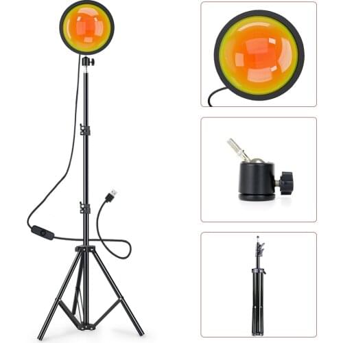 Sunset Rainbow Projection Night Lights Photography Lamp For Video Live Broadcast Background Coffee Store Wall Decoration Light