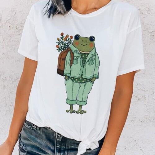Ladies T-shirts 2021 Cartoon Frog Cute Graphic Women Tee shirt Aesthetic female T Shirt Harajuku Casual Summer woman tee Tops