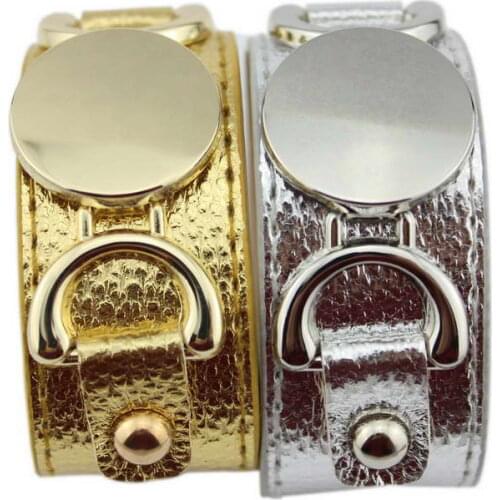 ZWPON Fashion Vegan Leather Cuff Blanks Bracelet for Women Men Snap Button Monogram Bracelets & Bangles Jewelry