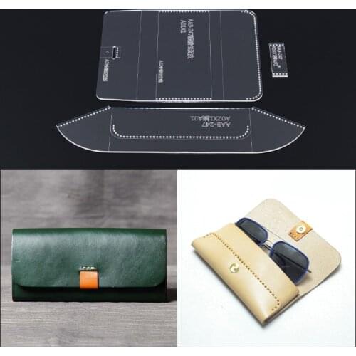 1Set Leather Handcraft Sunglasses Pocket Bag Glasses Case Acrylic Stencil Template 16*7cm