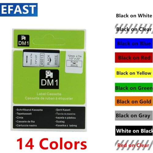 1 Pack 45013 12mm * 7m Compatible Dymo Tape D1 Label Tape for Dymo Label Printer Ribbon Typewriter LabelManger 300 color